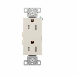 15 Amp Duplex Receptacle, Tamper Resistant, Decora, Light Almond