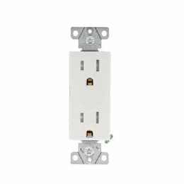 Eaton Wiring 15A TR Decora Duplex Receptacle, 2P3W, No Ear, #14-10 AWG, 125V, WH