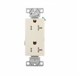 20 Amp Duplex Receptacle, Tamper Resistant, Decora, Almond