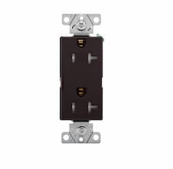 20 Amp Duplex Receptacle, Tamper Resistant, Decora, Brown