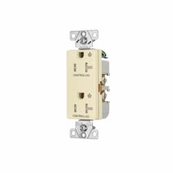 Eaton Wiring 20 Amp Dual Controlled Decorator Receptacle, Tamper Resistant, Construction Grade, Almond