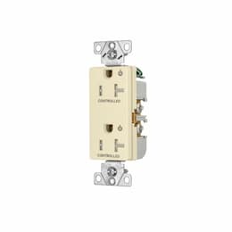 20 Amp Dual Controlled Decorator Receptacle, Tamper Resistant, Construction Grade, Almond