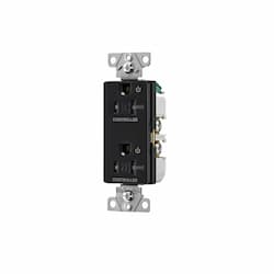 20 Amp Dual Controlled Decorator Receptacle, Tamper Resistant, Construction Grade, Black