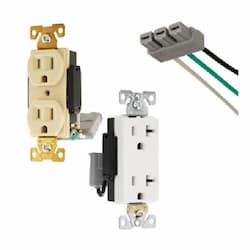 Eaton Wiring 20A TR Decora Dual Controlled Duplex Receptacle, 2P3W, 125V, Brown