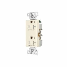 20 Amp Dual Controlled Decorator Receptacle, Tamper Resistant, Light Almond