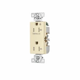 20 Amp Half Controlled Decorator Receptacle, Tamper Resistant, Construction Grade, Almond