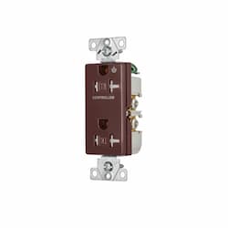 20 Amp Half Controlled Decorator Receptacle, Tamper Resistant, Construction Grade, Brown