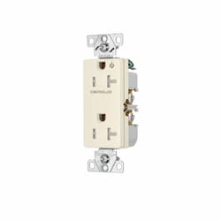 20 Amp Half Controlled Decorator Receptacle, Tamper Resistant, Construction Grade, Light Almond