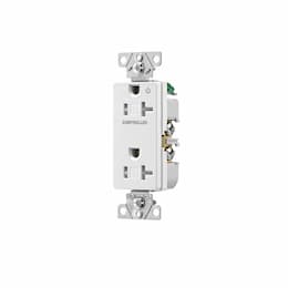 20 Amp Half Controlled Decorator Receptacle, Tamper Resistant, Construction Grade, White