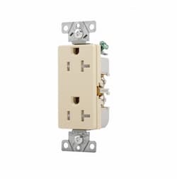 20 Amp Duplex Receptacle, Decora, 2-Pole, 125V, Ivory