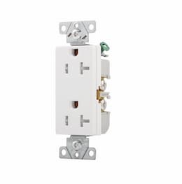 Eaton Wiring 20 Amp Duplex Receptacle, Decora, 2-Pole, 125V, White