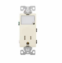 15 Amp Nightlight w/ Receptacle, Tamper Resistant, Almond