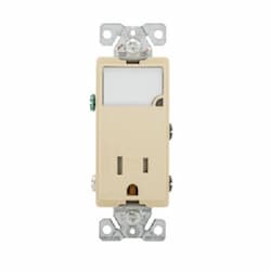 15A TR Nightlight/Duplex Combo Receptacle, 2P3W, #14-12 AWG, 125V, IV