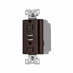 15 Amp Tamper-Resistant Duplex Receptacle, 3.1 Amp USB, 125V, Bronze