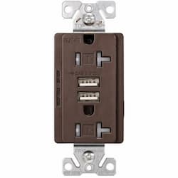 20 Amp Tamper-Resistant Duplex Receptacle, 3.1 Amp USB, 125V, Bronze