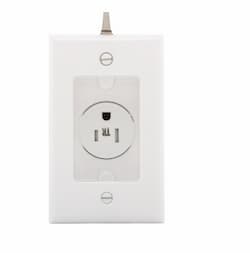 15 Amp Single Receptacle w/ Clock Hangar, 2-Pole, 125V, White