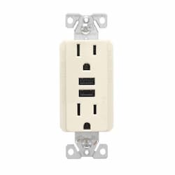 15A TR Decora 3.6A USB/Duplex Combo Receptacle, 2P3W, 125V, LA