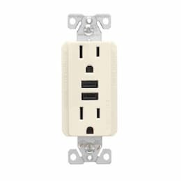 15A TR Decora 3.6A USB/Duplex Combo Receptacle, 2P3W, 125V, LA