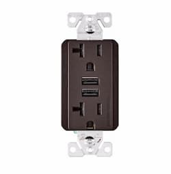 20A Duplex Receptacle w/ 3.6A Dual USB, TR, 125V, Oil Rubbed Bronze