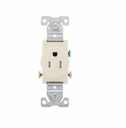 15 Amp Single Receptacle, Flush Mount, 2-Pole, Almond