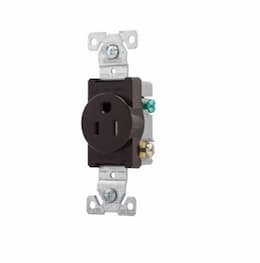 15 Amp Single Receptacle, Flush Mount, 2-Pole, Brown