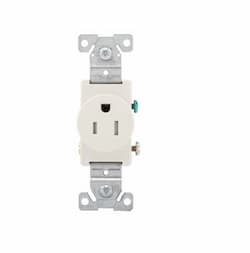 15 Amp Single Receptacle, Flush Mount, 2-Pole, Light Almond