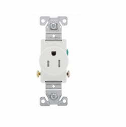 15 Amp Single Receptacle, Flush Mount, 2-Pole, White