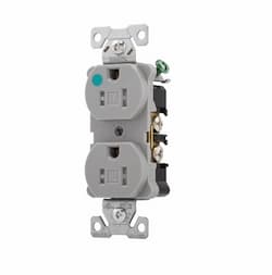 15 Amp Duplex Receptacle, Flush Mount, 2-Pole, Grey