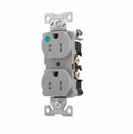 15 Amp Duplex Receptacle, Flush Mount, 2-Pole, Gray