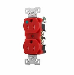 15 Amp Duplex Receptacle, Flush Mount, 2-Pole, Red