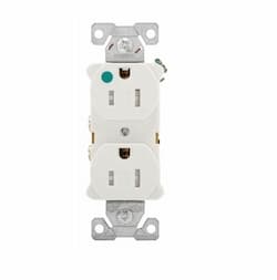 15 Amp Duplex Receptacle, Flush Mount, 2-Pole, White