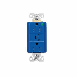 Eaton Wiring 15 Amp Surge Protection Receptacle w/Audible Alarm & LED Indicators, Blue