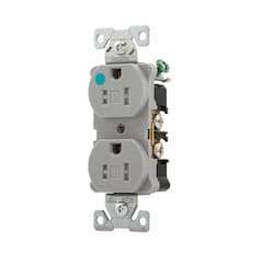 15 Amp Duplex Receptacle w/ Terminal Guards, Decora, Grey