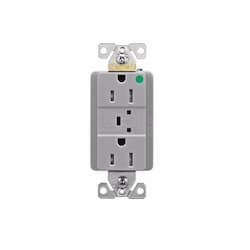 15 Amp Surge Protection Receptacle w/Audible Alarm & LED Indicators, Gray