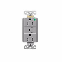 15 Amp Surge Protection Receptacle w/Audible Alarm & LED Indicators, Gray