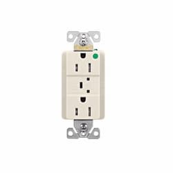 15 Amp Surge Protection Receptacle w/Audible Alarm & LED Indicators, Light Almond