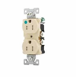 15 Amp Duplex Receptacle w/ Terminal Guards, Decora, Ivory