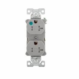 20 Amp Duplex Receptacle, NEMA 5-20R, 2-Pole, Gray