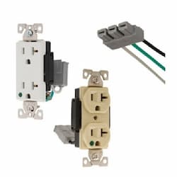 Eaton Wiring 20A TR HG Modular Duplex Receptacle, 2-Pole, 3-Wire, 125V, Gray