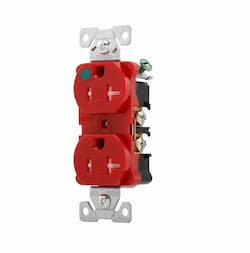 20 Amp Duplex Receptacle, NEMA 5-20R, 2-Pole, Red