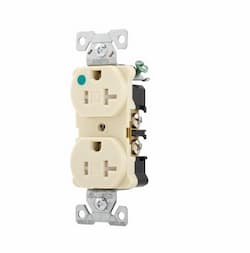 20 Amp Duplex Receptacle, NEMA 5-20R, 2-Pole, Ivory