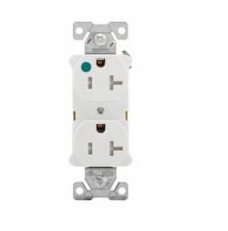 20 Amp Duplex Receptacle, NEMA 5-20R, 2-Pole, White