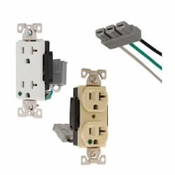 20A TR HG Modular Duplex Receptacle, 2-Pole, 3-Wire, 125V, White