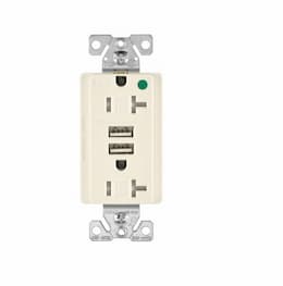 3.1 Amp USB Charger w/ Duplex Receptacle, NEMA 5-20R, Light Almond