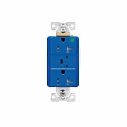 20 Amp Surge Protection Receptacle w/Audible Alarm & LED Indicators, Blue