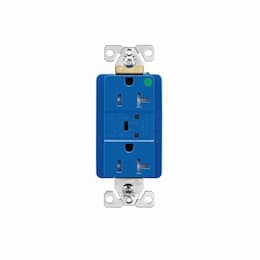 Eaton Wiring 20 Amp Surge Protection Receptacle w/Audible Alarm & LED Indicators, Blue