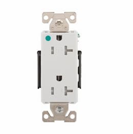 20 Amp Duplex Receptacle, Tamper Resistant, 2-Pole, White