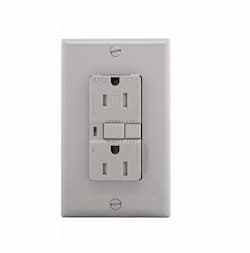 15 Amp AFCI Receptacle w/ Light, Tamper Resistant, Grey