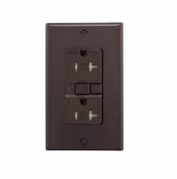 20 Amp AFCI Receptacle w/ Light, Tamper Resistant, Brown