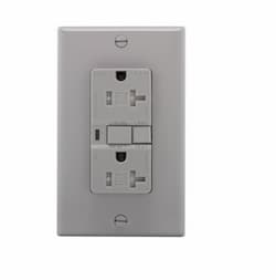 20 Amp AFCI Receptacle w/ Light, Tamper Resistant, Gray